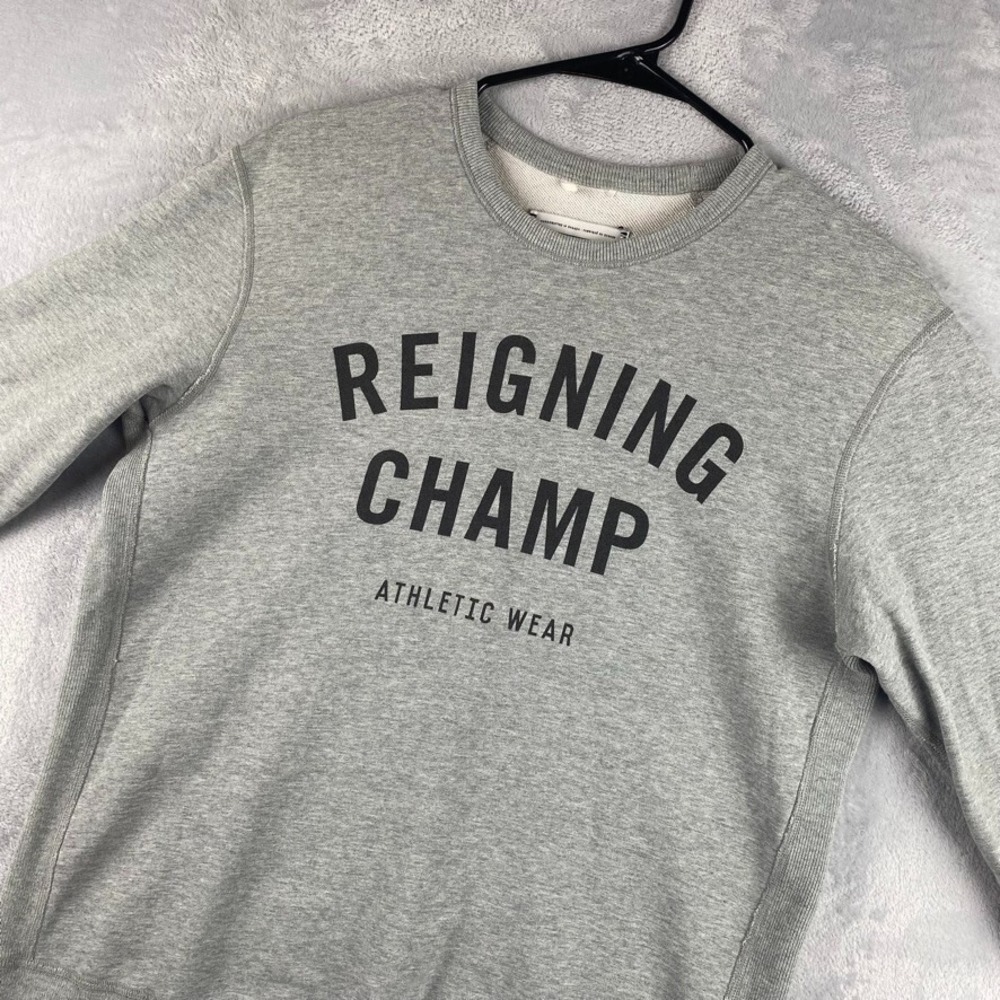 Reigning Champ Crew Neck Sweatshirt Men Small Midweight Terry Gray Spell Out Gym